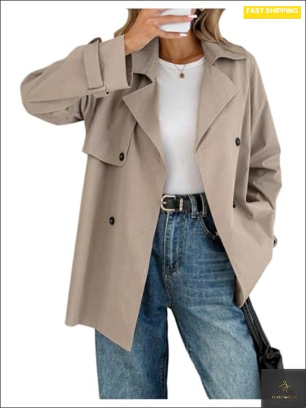 Women's Double Breasted Trench Coat Business Work Jacket Outerwear